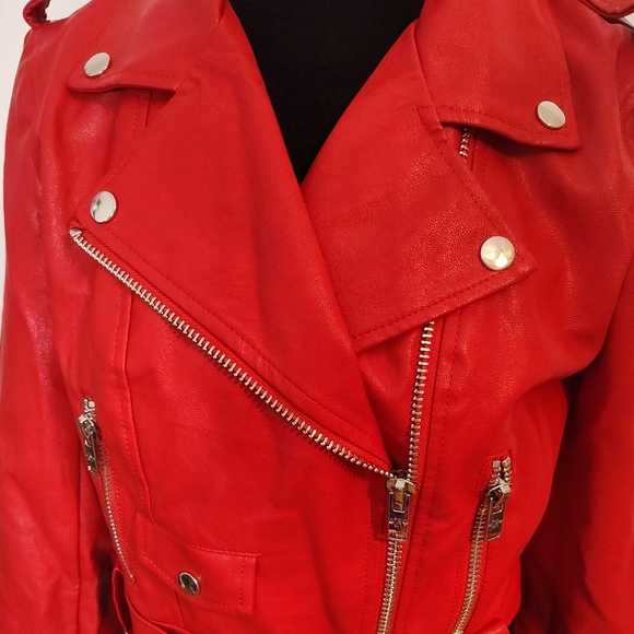 💔SOLD💔 Current Mood Born Sinner Moto Jacket - Red - Size S - Picture 2 of 13